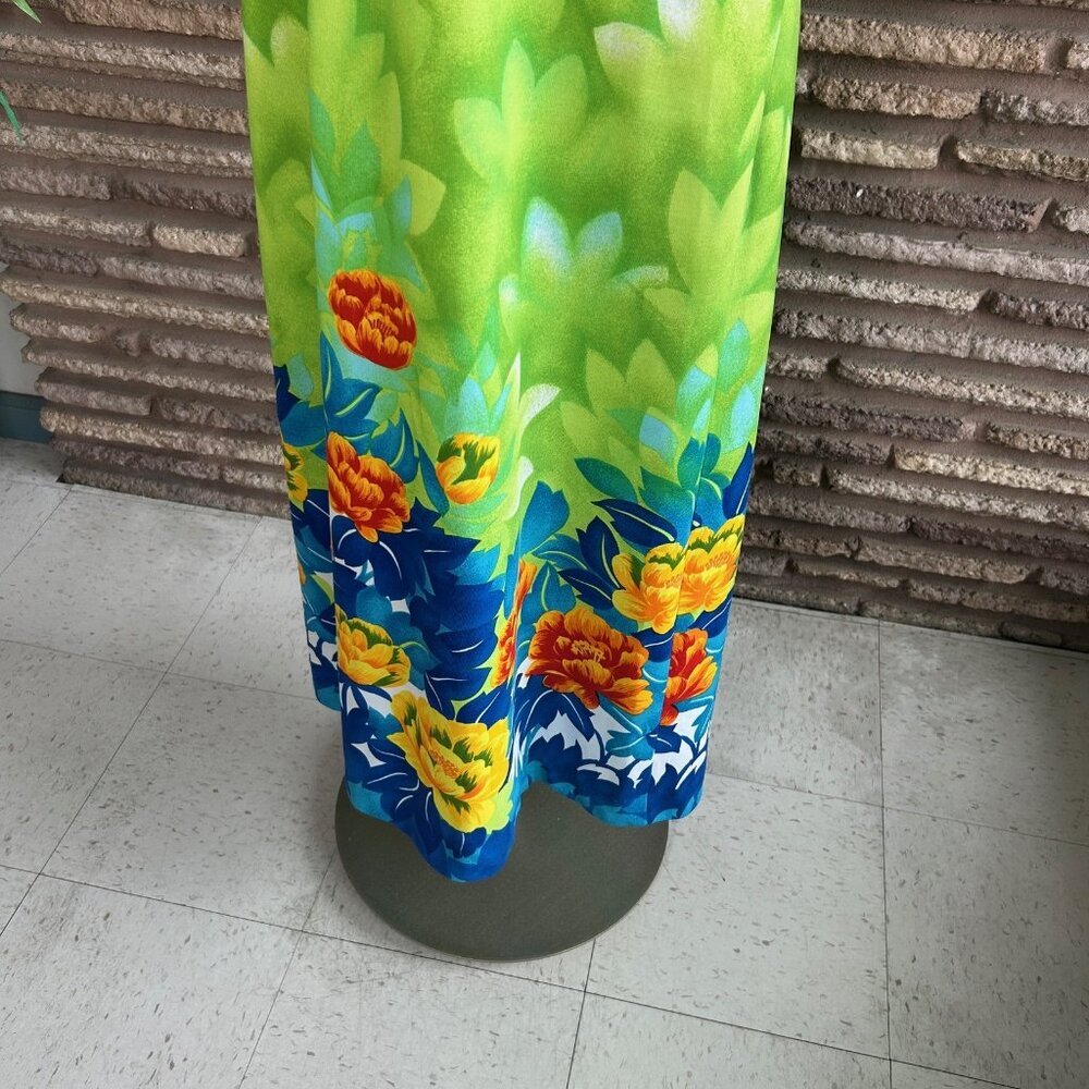 Malihini Hawaiian Dress Vintage 70s Maxi Sleeveless Floral Size 14 - Picture 7 of 10